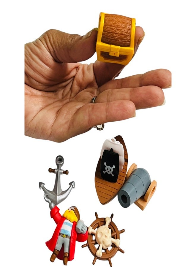 Moira Miniature Pirate Themed Decoration Set, 6 Pieces, Includes Ship Wheel, Treasure Chest, Anchor, Barrel and Figurine - Image 5
